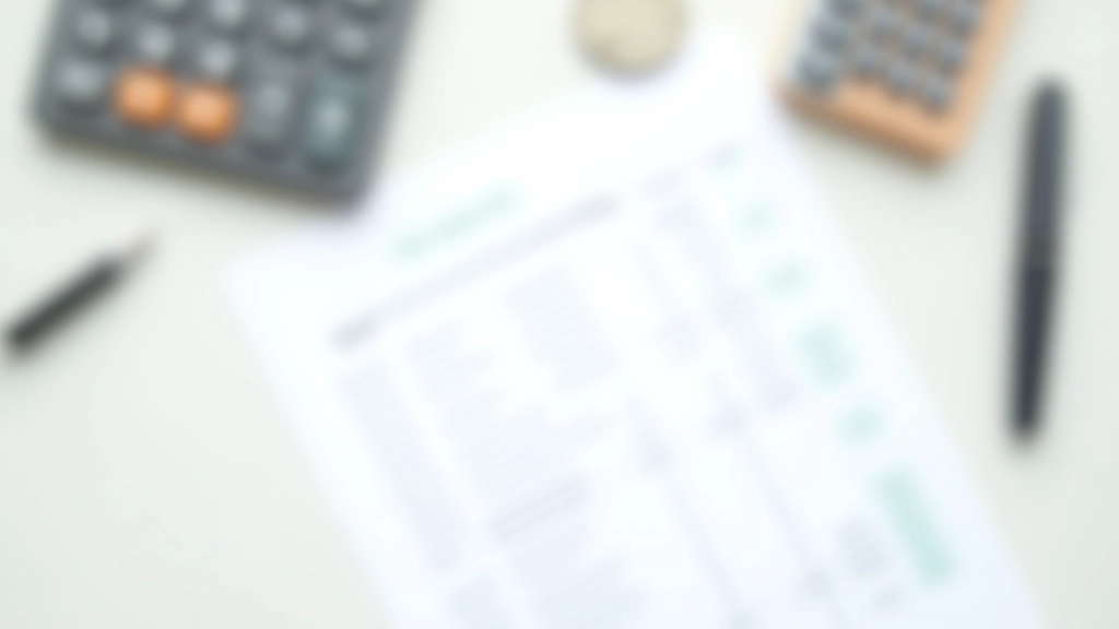 Monthly budget spreadsheet printed on paper with calculator and pen showing expense categories and spending totals