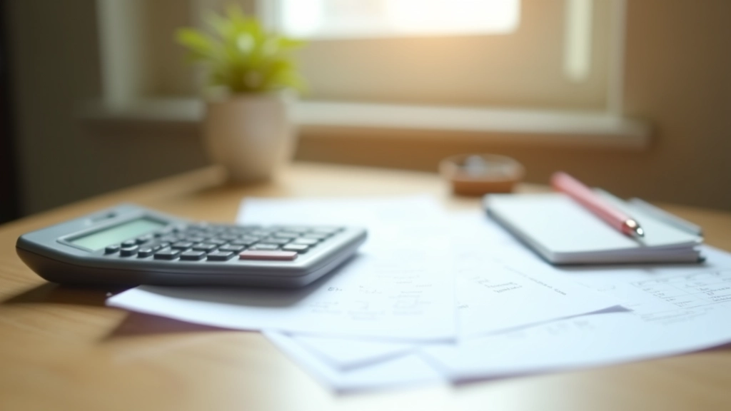 Financial documents and calculator on desk showing simple interest calculations for different account types