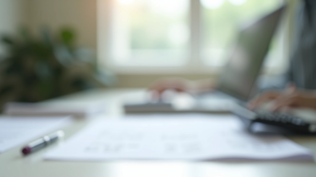 Modern financial planning workspace with documents and calculator on desk