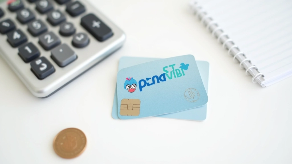 Close-up view of Octopus card next to coins and calculator on table