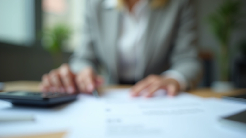 Person reviewing financial documents and calculator