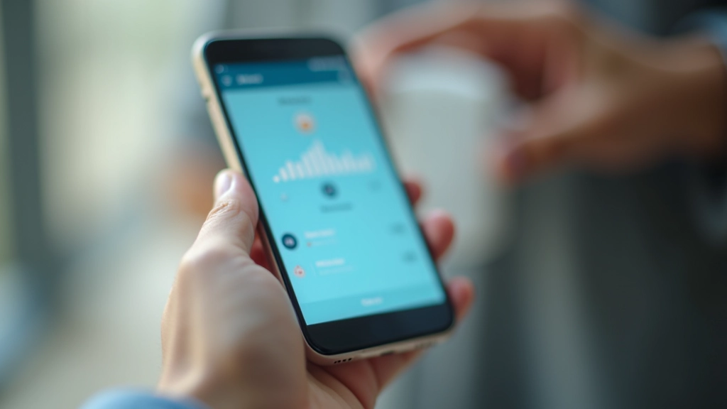 Smartphone displaying mobile banking application with account balance and transfer options
